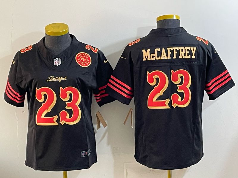 Youth 2026 San Francisco 49ers #23 Mccaffrey Black gold Nike Limited NFL Jersey style 07->youth nfl jersey->Youth Jersey